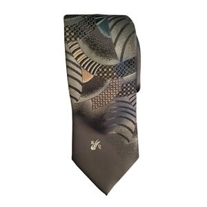 Don Loper Beverly Hills Mens Tie Grey Abstract Geometric Silk‎ Blend WPL 42815
